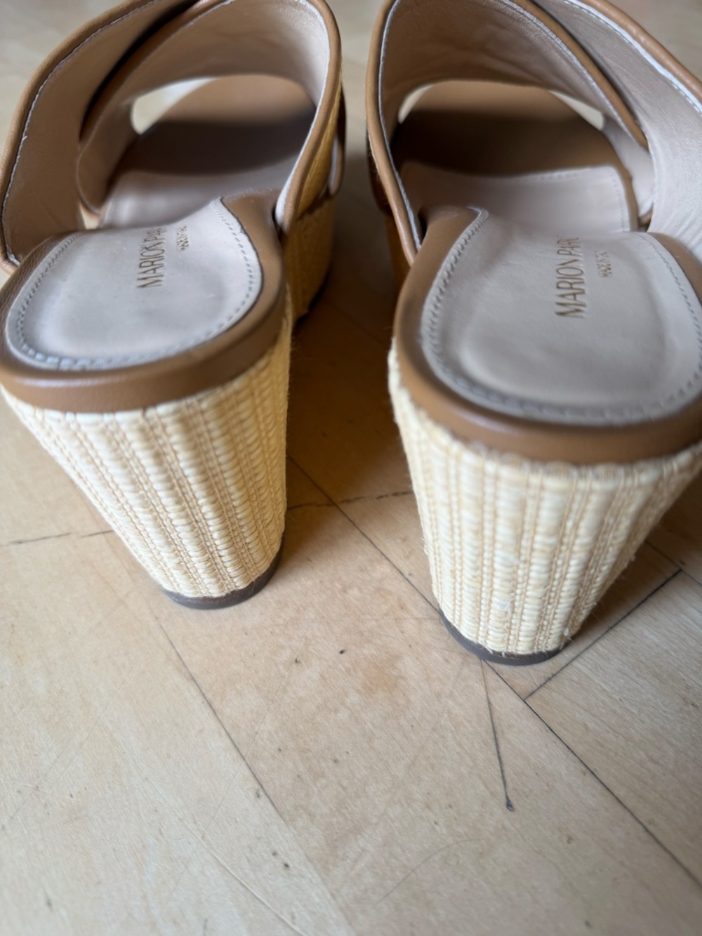 NEW Marion Parke NEW Adele camel raffia wedge, 8.5 CB2700 - Picture 7 of 7